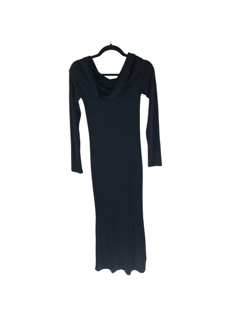 Edikted Dress Slinky Knit Bodycon Maxi Off Shoulder Long Sleeve Black S